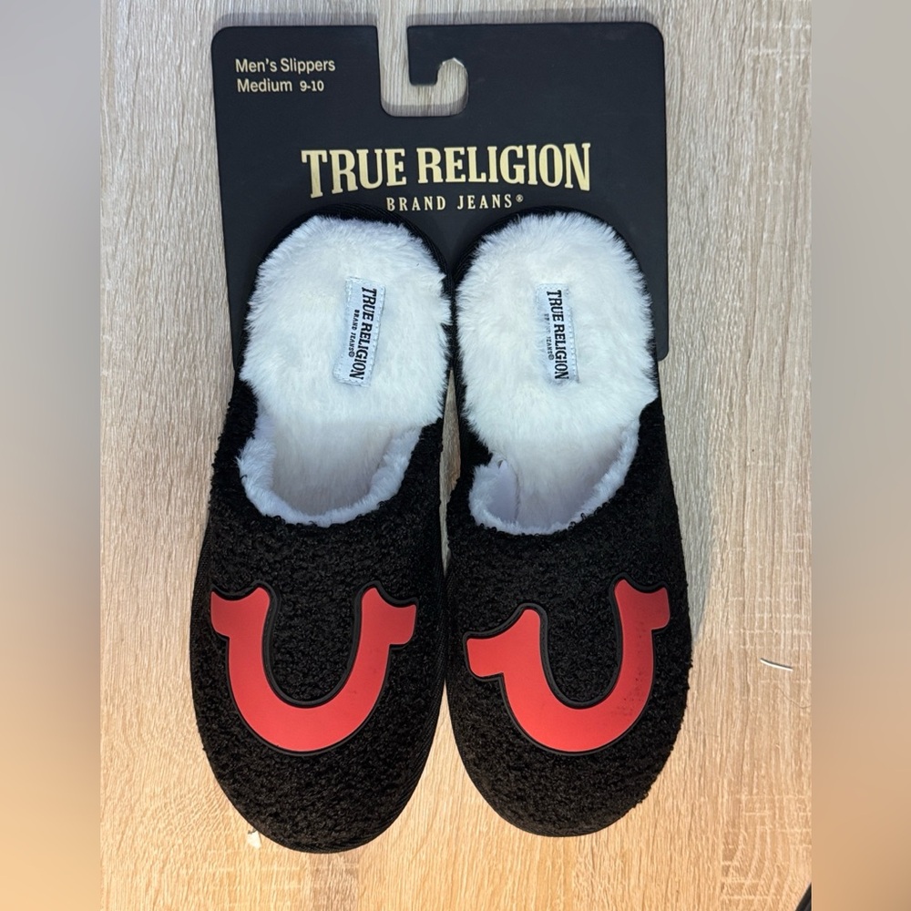 True Religion Black Slippers with White Lining Medium (9-10) - Picture 4 of 4